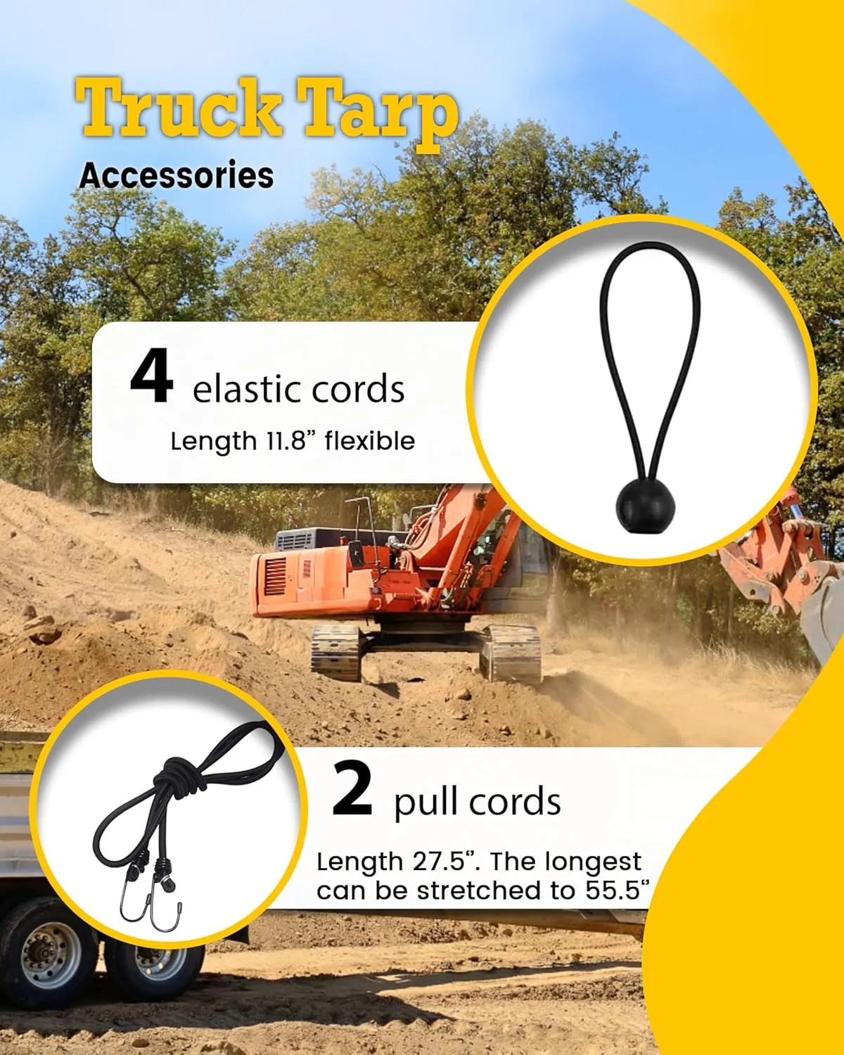 Dump Truck Mesh Tarp 8'x18' - Vinyl Coated Trailer Tarp 18oz With Two Pockets (3'' and 5'' Widths) and Grommets - Double-Stitched Edges for Transport