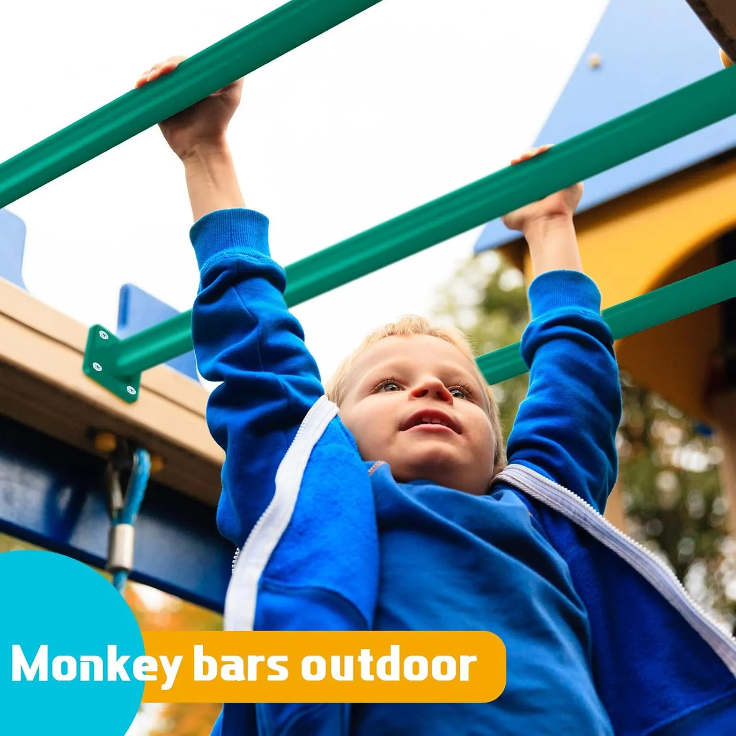 Dunzy 12 Pack Monkey Bars Swing Set Accessories Rods Playset Ladder Rungs Hardware Kit Steel Monkey Bar with Screws for Backyard Playground Equipment Mounting Plates(16.5 Inch,Green)