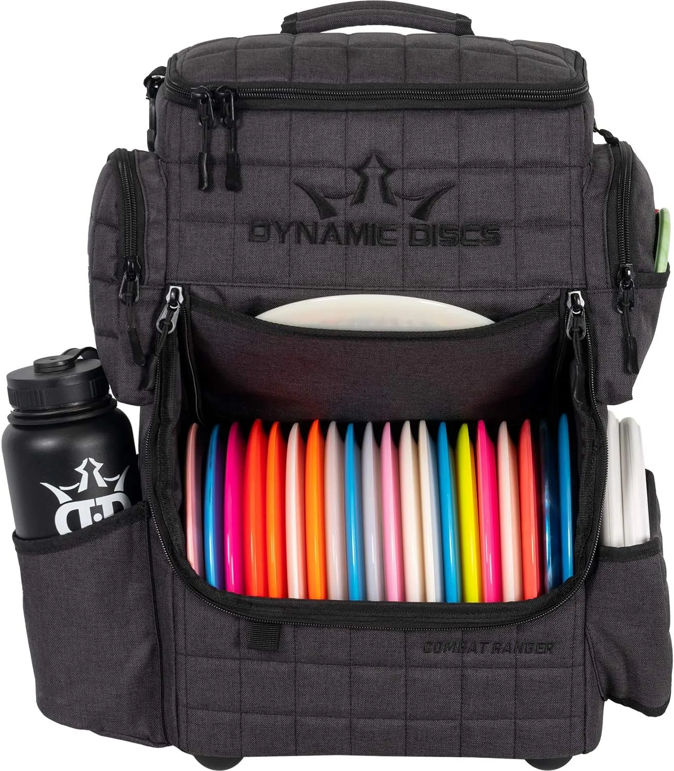 Dynamic Discs Combat Ranger Disc Golf Backpack | Large Main Compartment That Can Hold 18  Discs | On-Deck Frisbee Golf Putter Pouch | Padded Back Panel and Straps for Extra Comfort (Heather Charcoal)