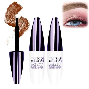 Easy Peel-Off Eyebrow Gel, 2 Packs Tattoo Eyebrow Gel Easy Peel Off, Transfer-Proof Eyebrow for Women All Skin Types (#02)