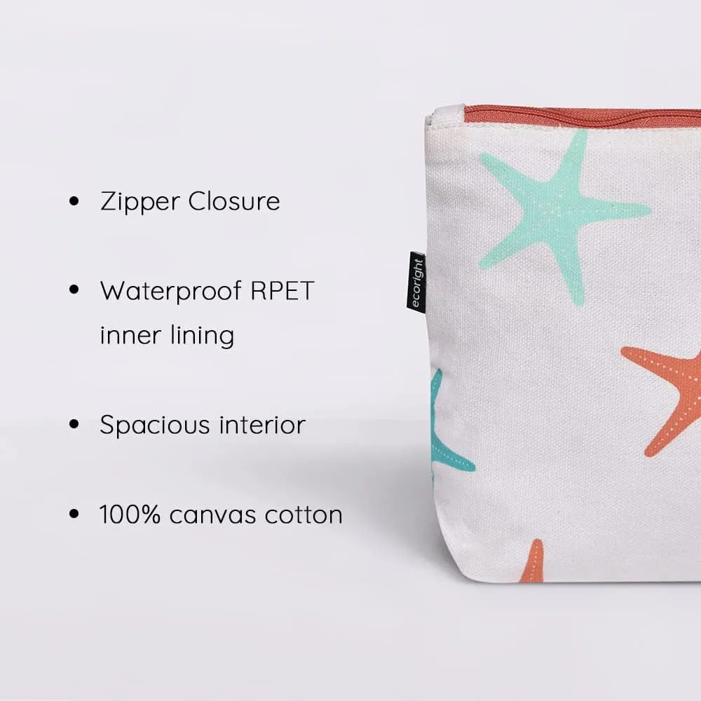 Eco Right Canvas Cosmetic Bag: Travel Makeup Pouch For Women & Girls, Zipper Purse Organizer, Stylish Canvas Cotton Aesthetic, Large Capacity, Toiletry Storage, Purse-friendly
