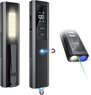 EDC Flashlight 4 in 1 Pocket Magnetic Flashlight High Lumens Work Light with Green Beam & UV Light & Warning Light Combo EDC Rechargeable LT-010 (Black)