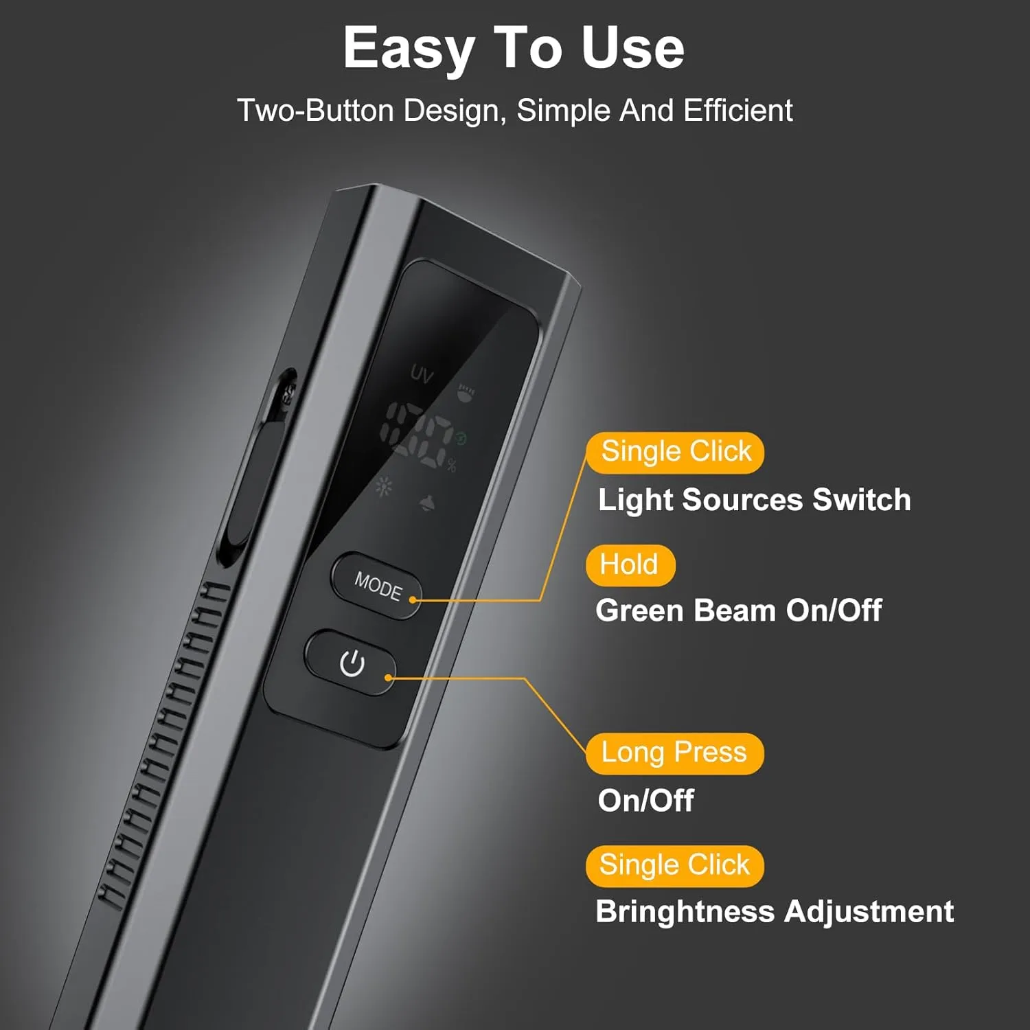 EDC Flashlight 4 in 1 Pocket Magnetic Flashlight High Lumens Work Light with Green Beam & UV Light & Warning Light Combo EDC Rechargeable LT-010 (Black)