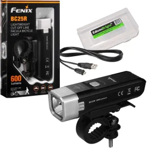 EdisonBright Fenix BC25R 600 Lumen Cree LED USB Rechargeable Light Weight Pedestrian Friendly Bike Bicycle Light BBX3 Charging Cable Carry case