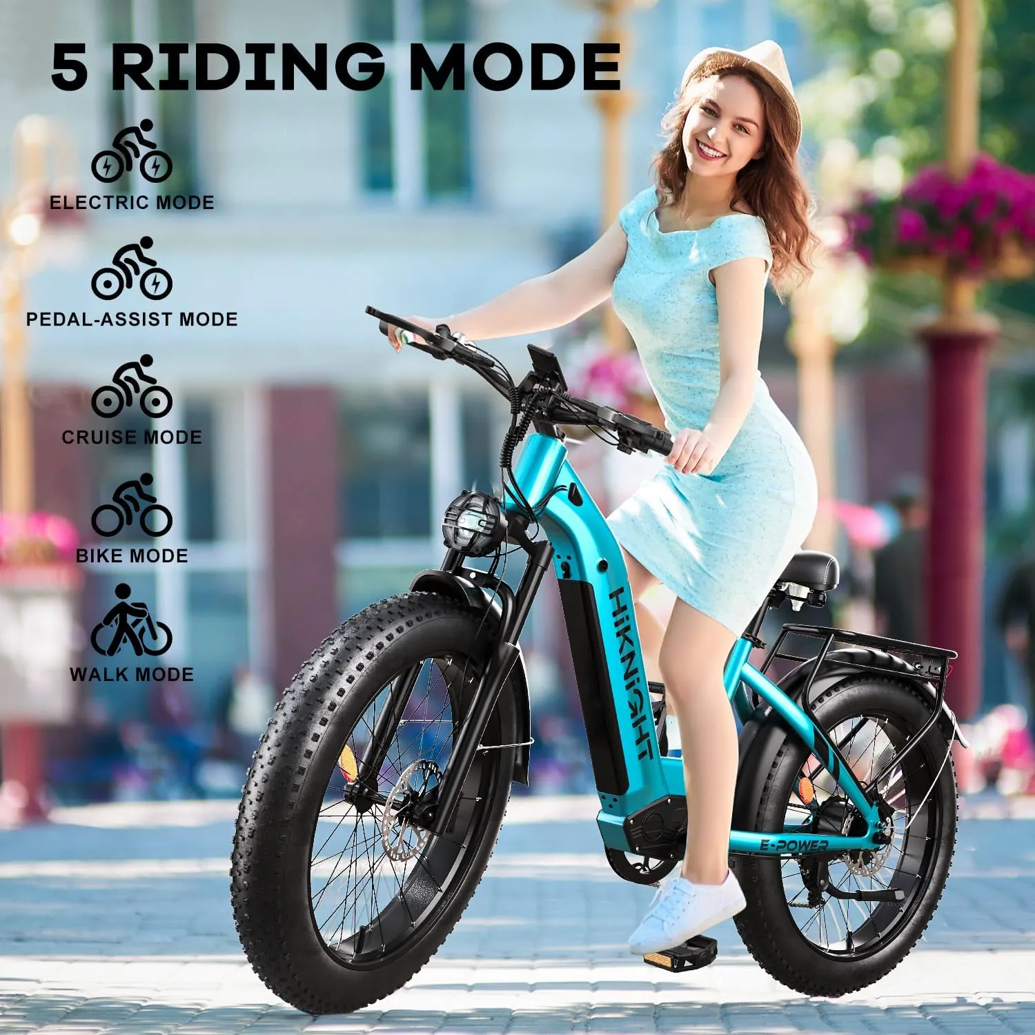 Electric Bike for Adults, 1000W/Peak 1600W Motor 52V 20AH Battery E Bike 26" x 4.0" Fat Tire Electric Mountain Bike Step-Thru Electric Bicycle for Women/Men, Up to 32MPH, Dual Hydraulic Brake