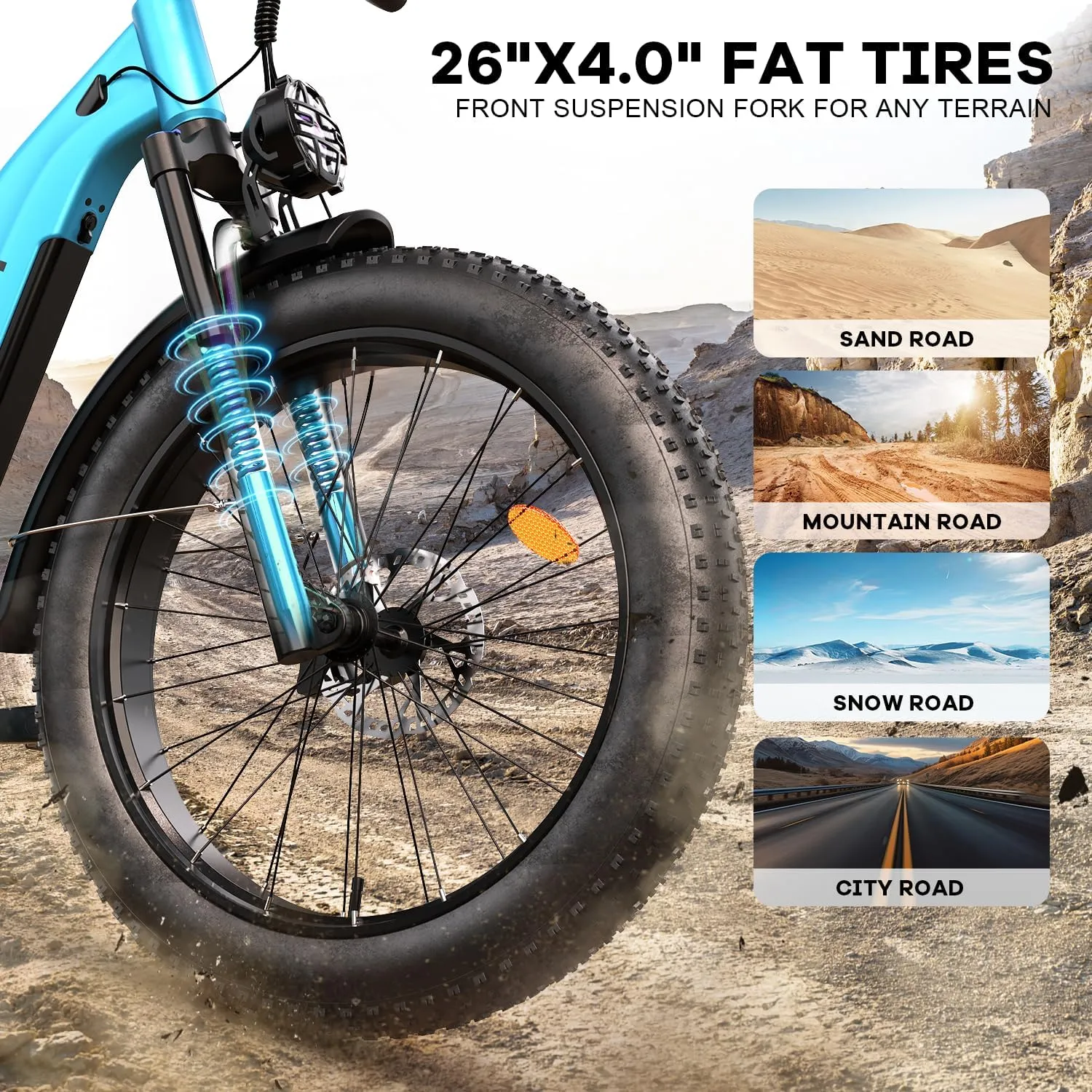 Electric Bike for Adults, 1000W/Peak 1600W Motor 52V 20AH Battery E Bike 26" x 4.0" Fat Tire Electric Mountain Bike Step-Thru Electric Bicycle for Women/Men, Up to 32MPH, Dual Hydraulic Brake
