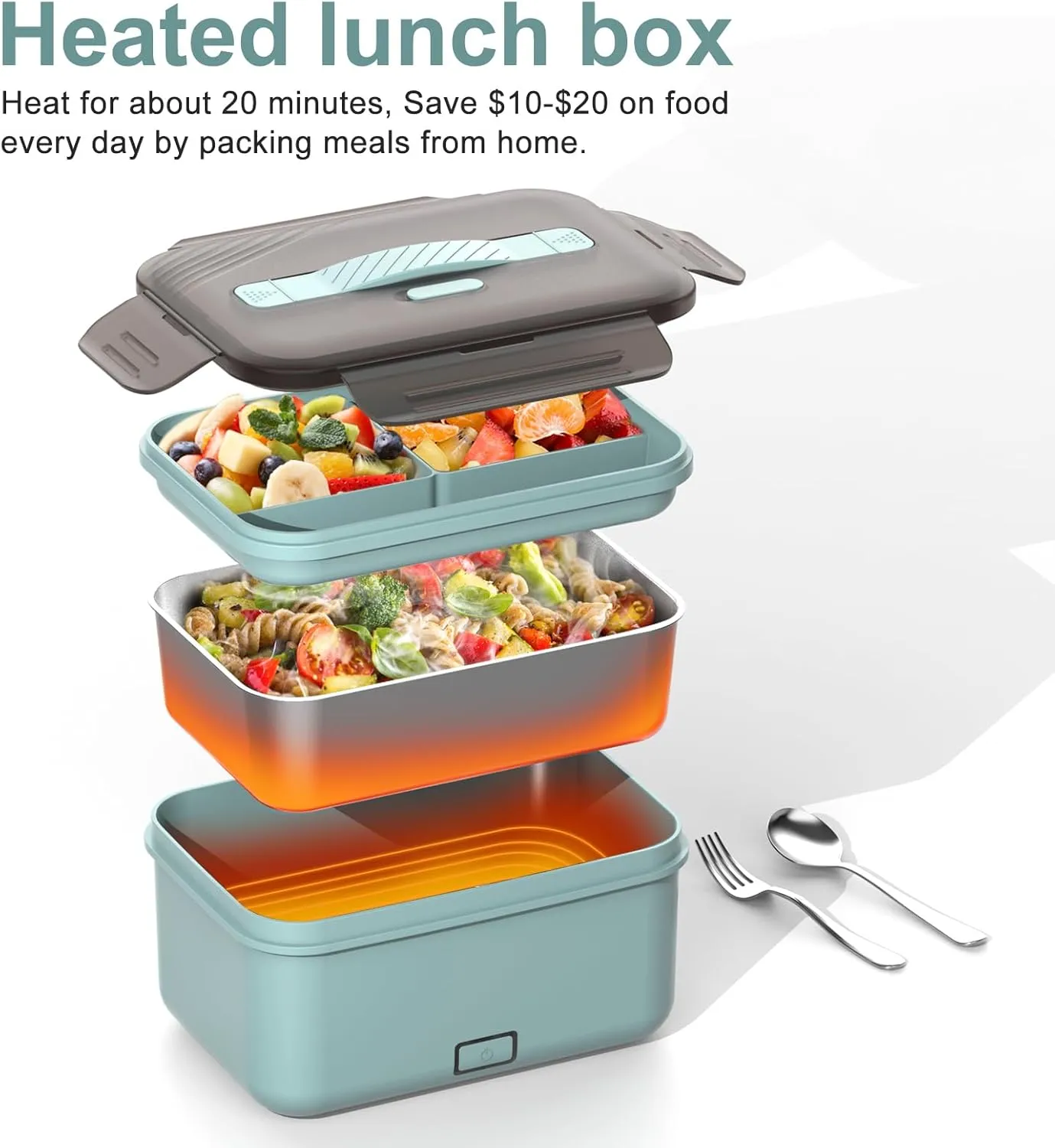 Electric Heated Lunch Box for Car, Truck, Home – 1.8L 100W Portable Food Warmer with 12V/24V/110V/220V Plug – Stainless Steel Leakproof Container – Hot Meal Solution for Work, Travel, Jobsite, Camping