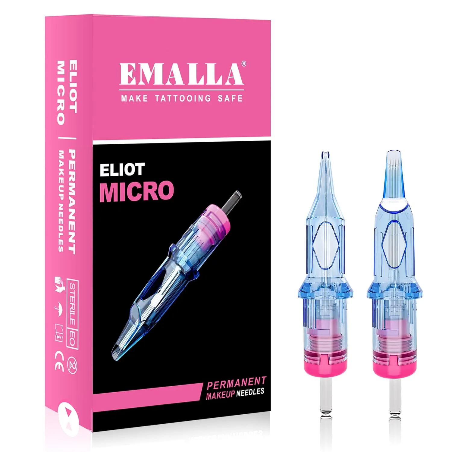Emalla ELIOT MICRO PMU Tattoo Cartridge Needles, 20Pcs Tattoo Needles 1001RLMT Tattoo Needles for Machine Tattoo Supplies