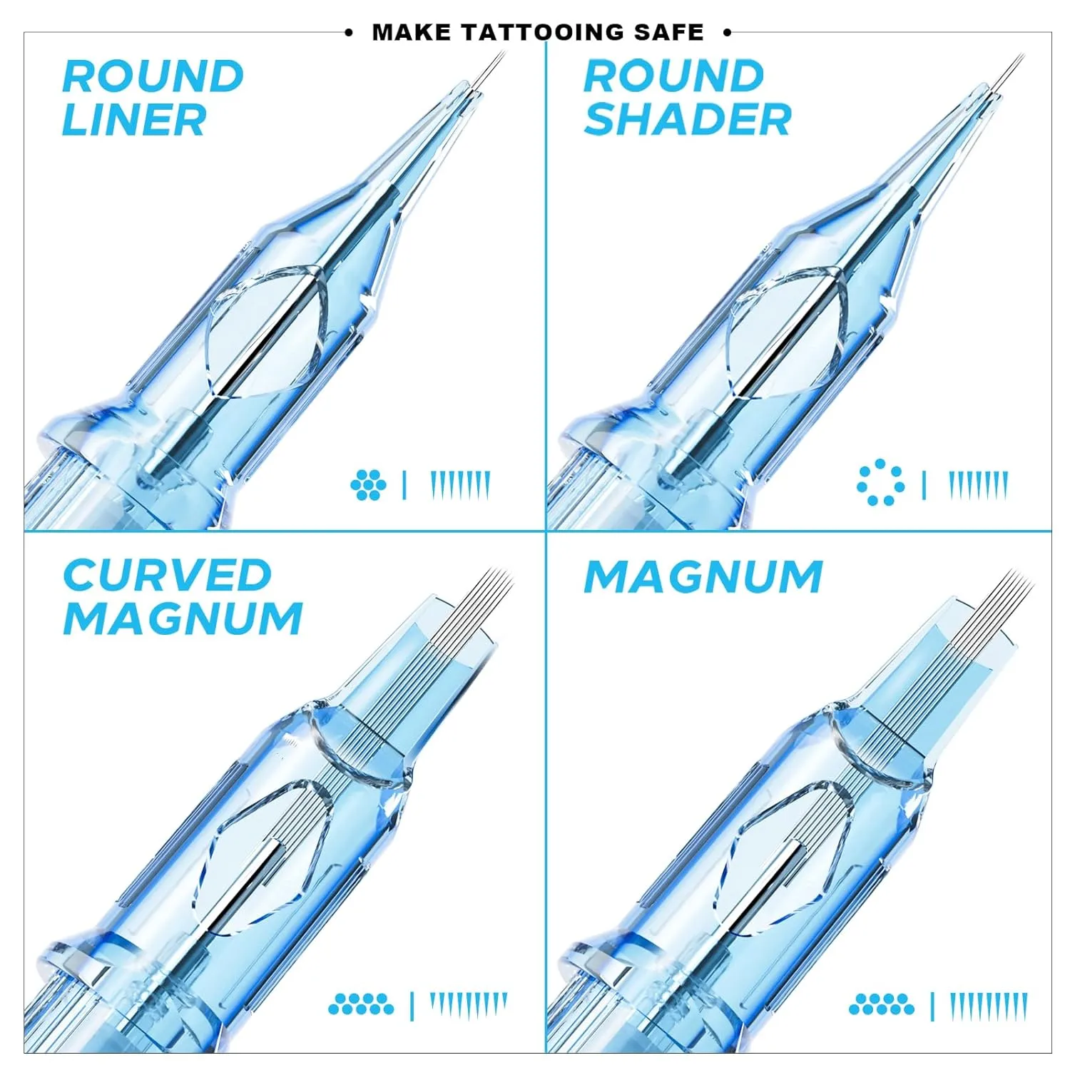 Emalla ELIOT Tattoo Cartridge Needles, 20Pcs Premium Tattoo Needles #08 Bugpin Round Liner Tattoo Cartridges 0803RLL Tattoo Needles Diameter 0.25mm Long Taper 5.0mm for Machine Tattoo Supplies