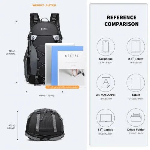 EQ2238 - Kono Multi Functional Outdoor Hiking Backpack With Rain Cover - Black