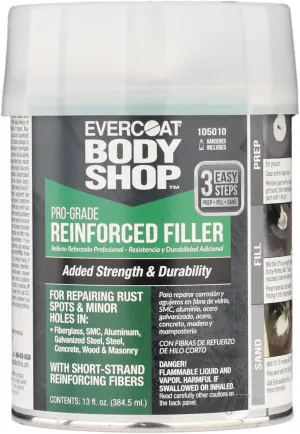 Evercoat Body Shop 105010 Pro-Grade Reinforced Filler, Added Strength and Durability for Dents in Aluminum, Fiberglass & More, Easy Mix Hardener Included 13 Fl Oz.