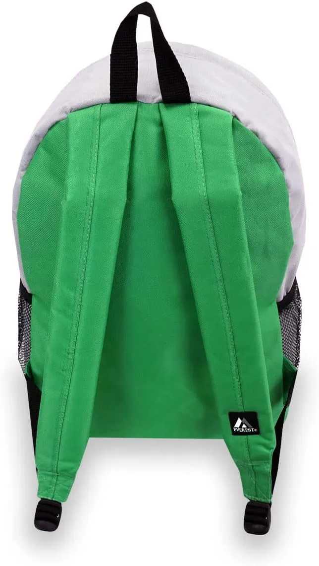 Everest Luggage Backpack with Front and Side Pockets, Green/Gray, Large