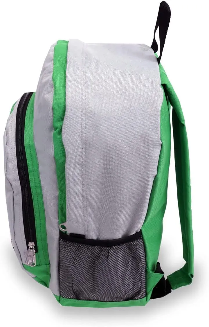 Everest Luggage Backpack with Front and Side Pockets, Green/Gray, Large