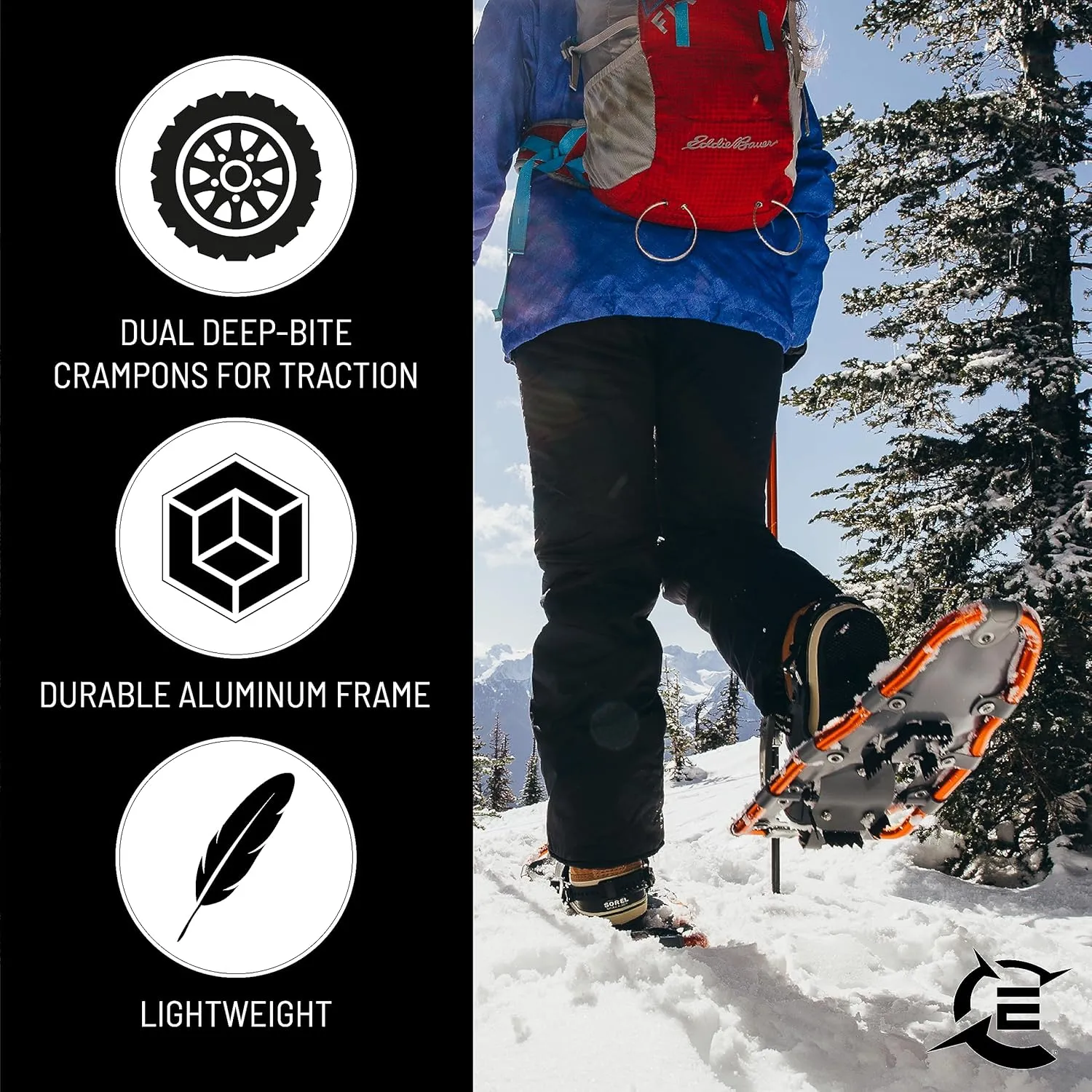 Expedition SNØ Series Snowshoe Kit for Mountaineering and Snow Hiking - Perfect for Men and Women