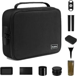 Extra Large Smell Proof Bag with 9 Accessories include Rolling Paper, Carbon Lined Smell Proof Case with Lock for Storing Smoking Products, Waterproof Smell Proof Containers, 10 X 8 X 4 Inches, Black
