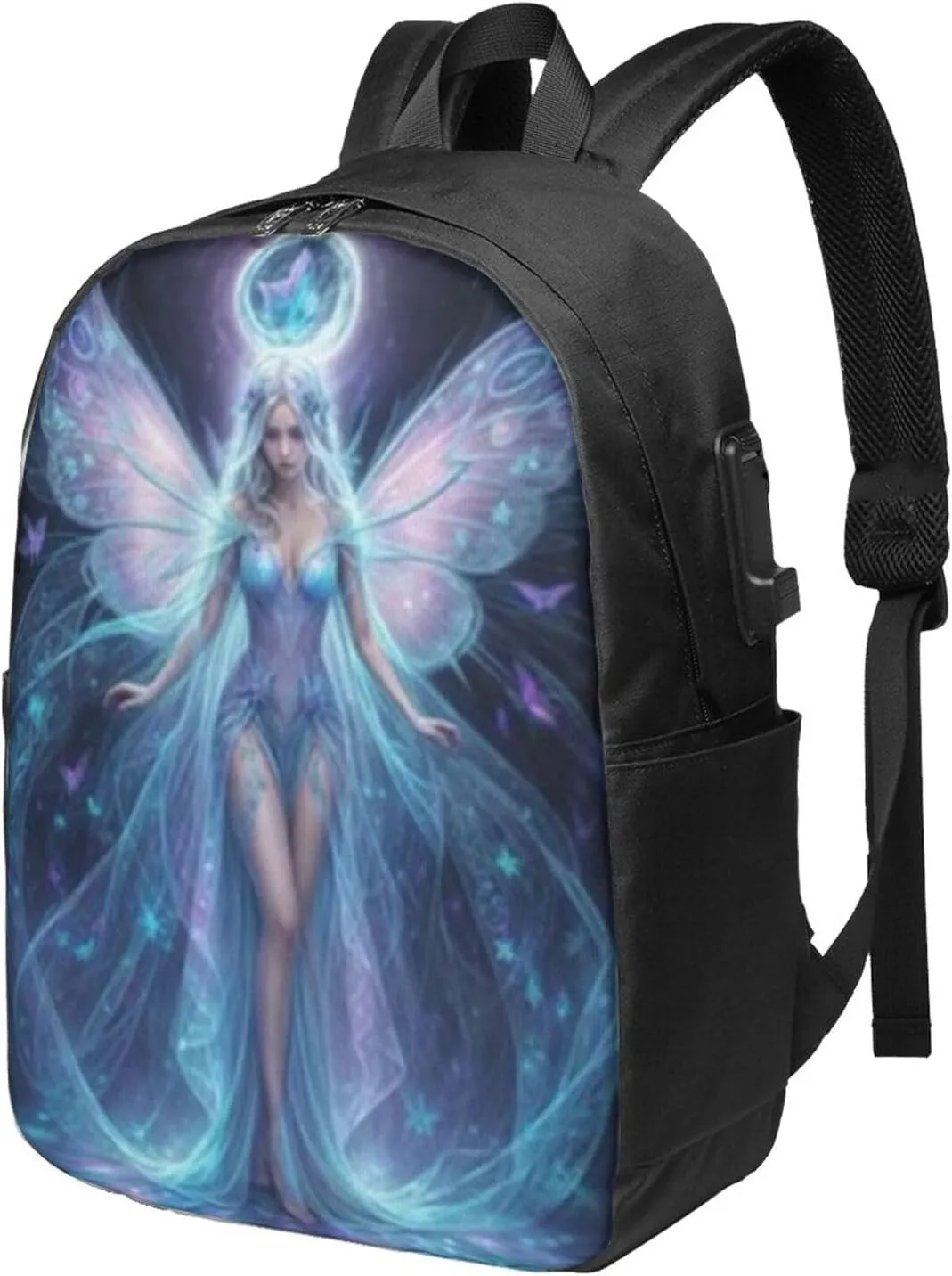 F-lower Moon Fairy Scobell Simple Large Capacity Backpack, The Whole Bag Is Stylish And Lightweight Black