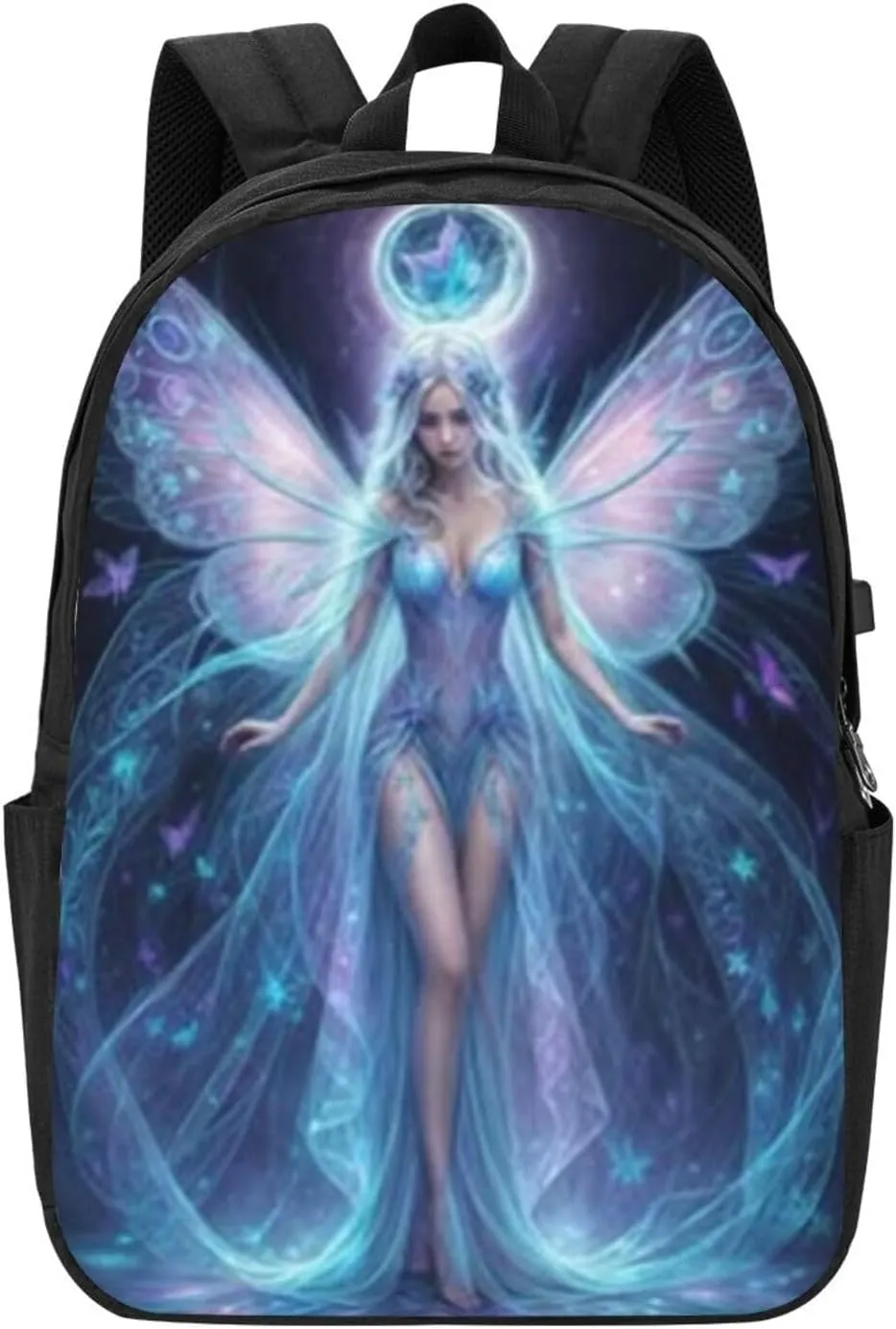 F-lower Moon Fairy Scobell Simple Large Capacity Backpack, The Whole Bag Is Stylish And Lightweight Black