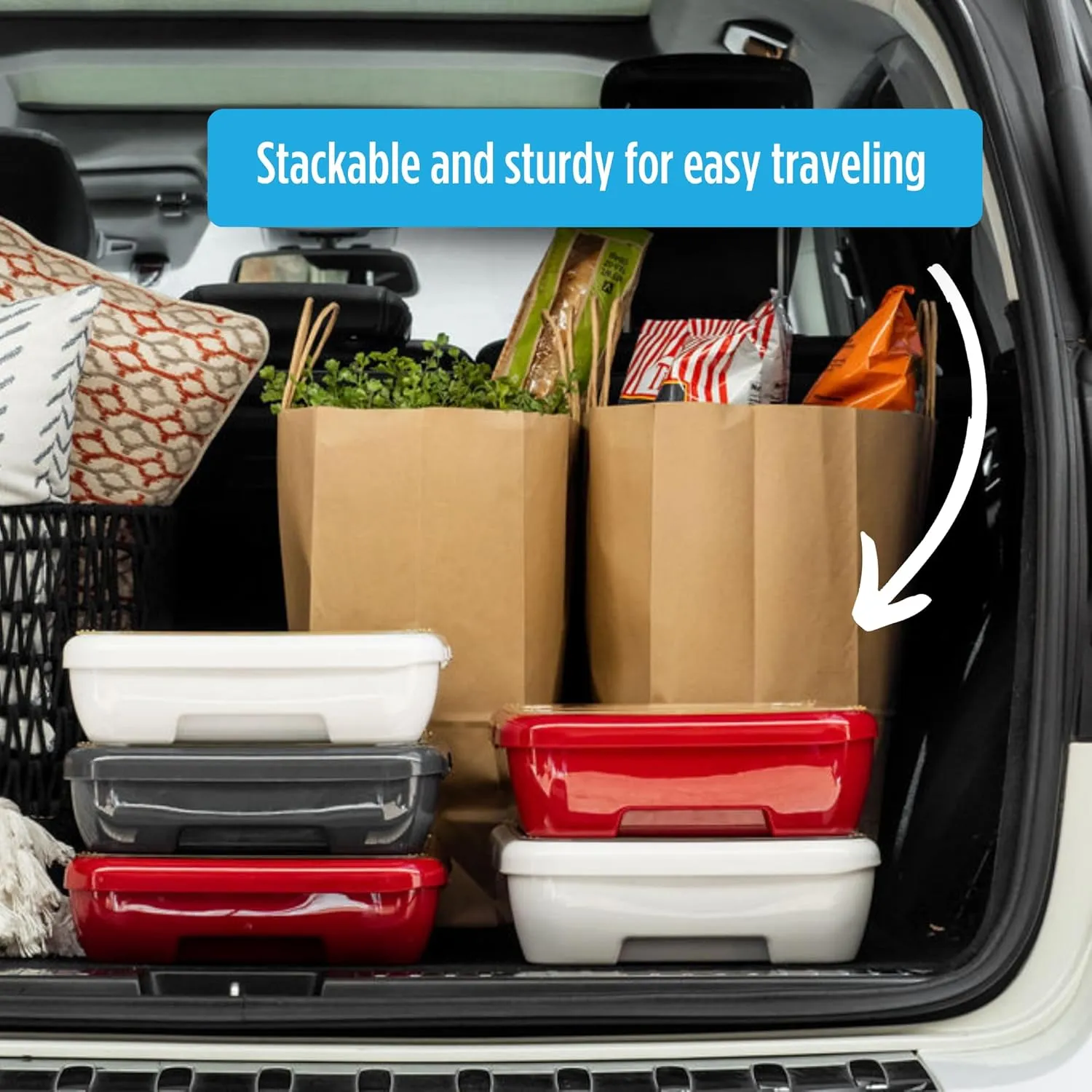 Fancy Panz Premium, Serving Tray for Food, Made in the USA Foil Pan Carrier, Stackable Aluminum Pan Holders, Travel Casserole Carrier, Denim Blue
