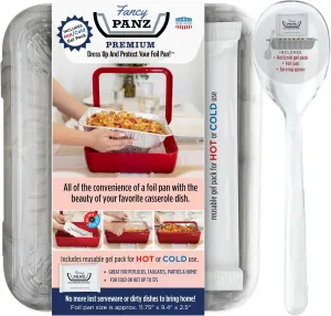 Fancy Panz Premium, Serving Tray for Food, Made in the USA Foil Pan Carrier, Stackable Aluminum Pan Holders, Travel Casserole Carrier, Marble