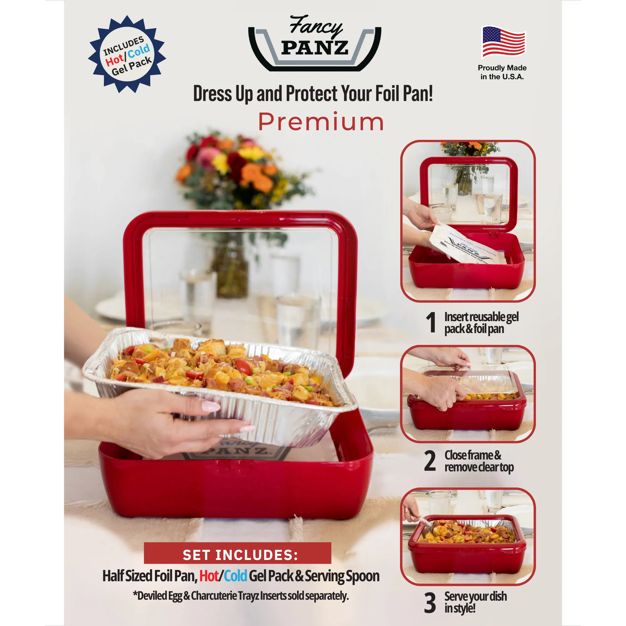 Fancy Panz Premium Set - Pan Frame w/ Lid & Hot or Cold Gel Pack