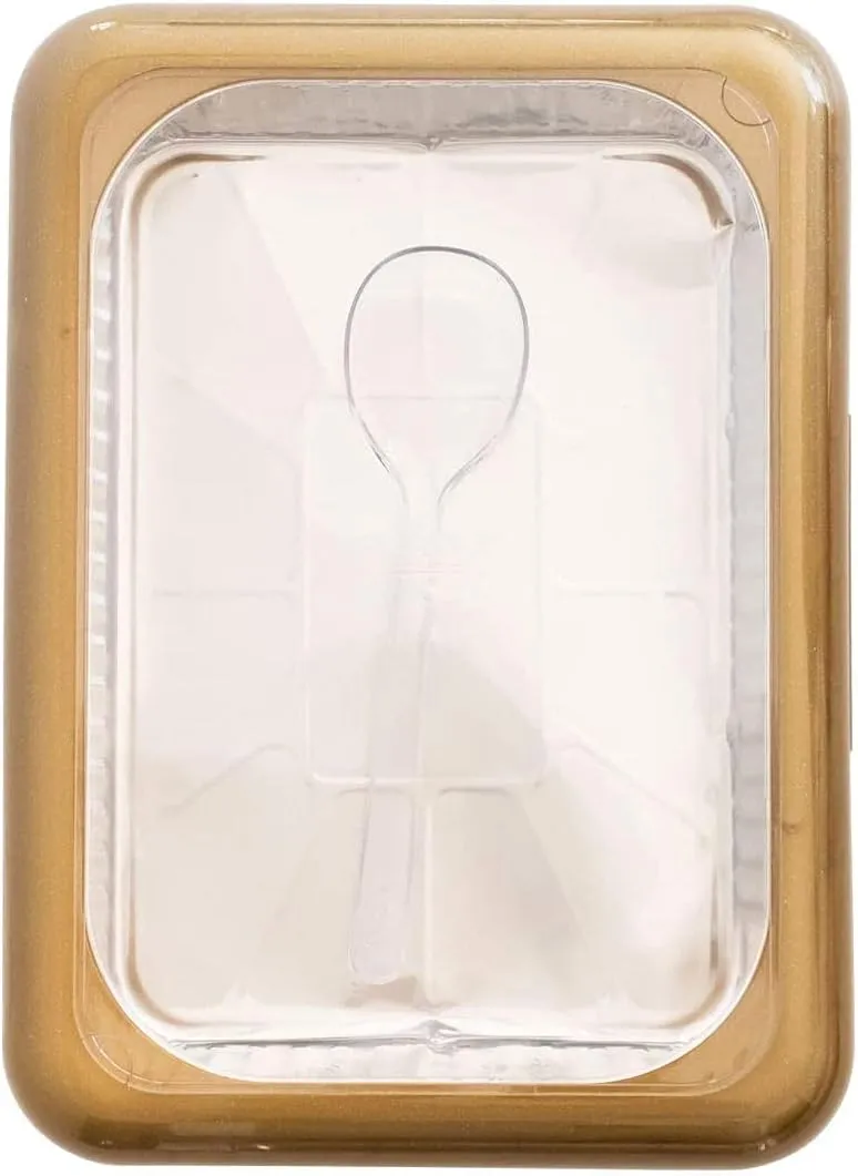 Fancy Panz, Serving Tray for Food, Made in the USA Foil Pan Carrier, Stackable Aluminum Pan Holders, 9x13x2 Travel Casserole Carrier, Gold Glitter