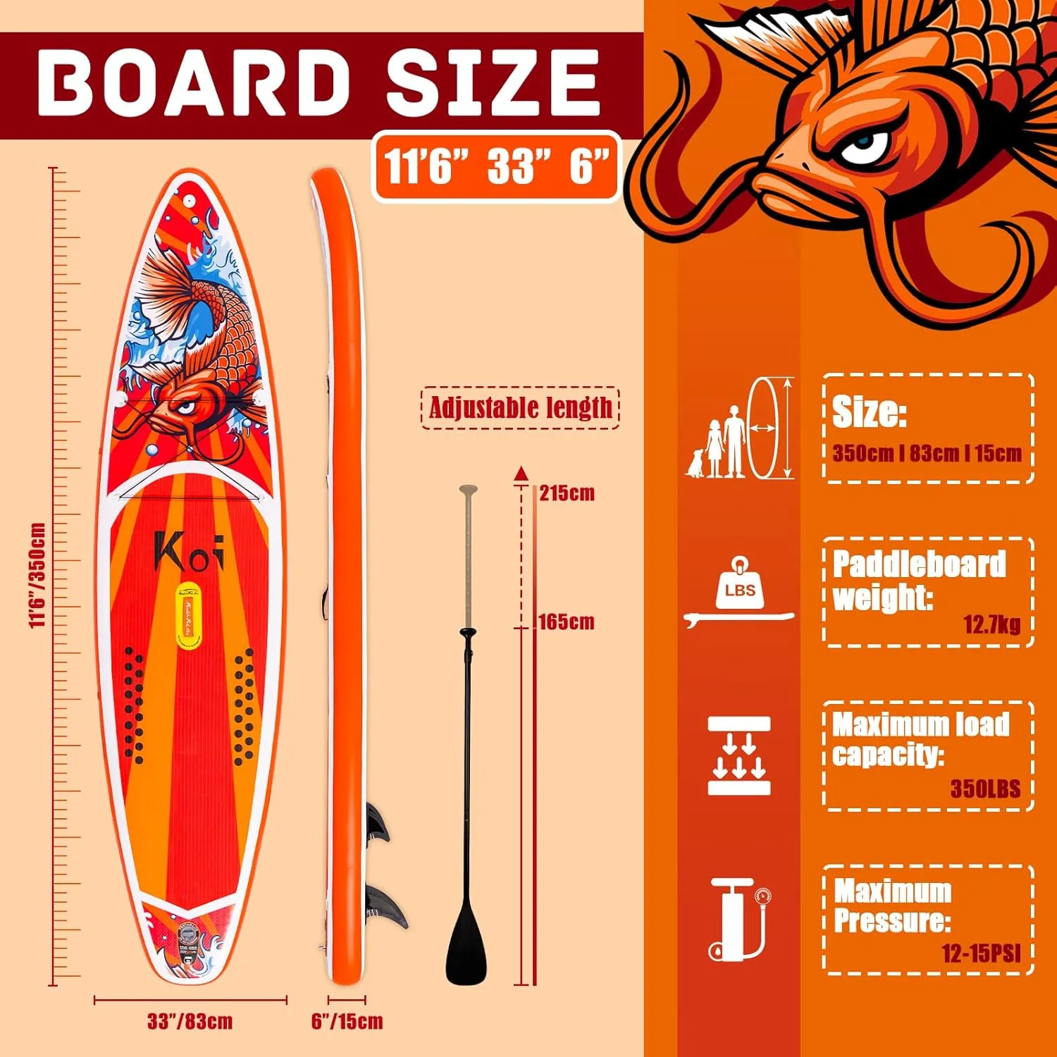FEATH-R-LITE Inflatable Paddle Board Stand Up Paddleboards for Adults SUP with Premium Accessories Pump, Adjustable Paddle, Leash, Three Fins, Backpack