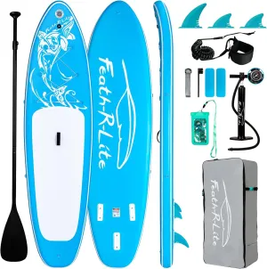 FEATH-R-LITE Inflatable Ultra-Light 10'×30''/10'6''×33'' Stand Up Paddle Board for All Skill Levels with Premium SUP Paddleboard Accessories,Non-Slip Comfort Deck for Youth & Adults