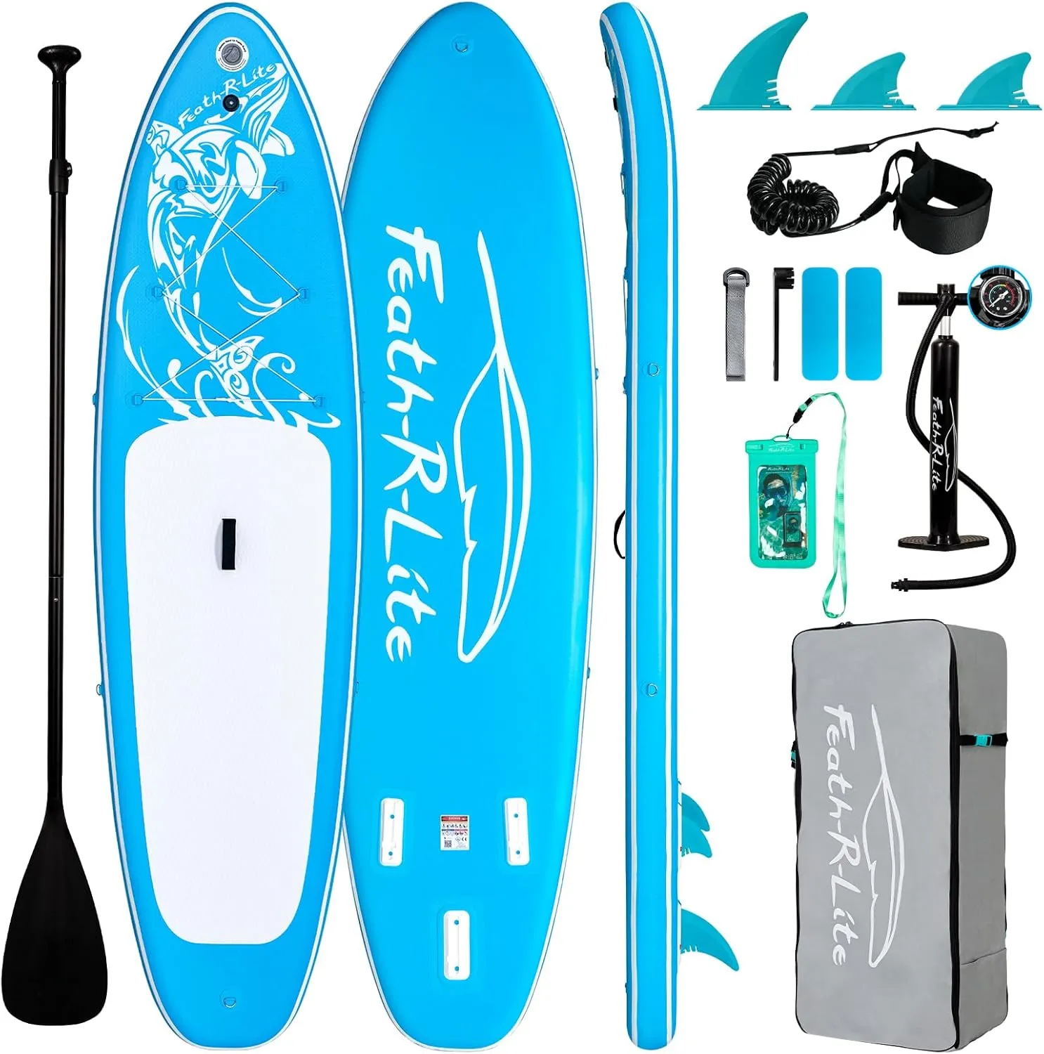 FEATH-R-LITE Inflatable Ultra-Light 10'×30''/10'6''×33'' Stand Up Paddle Board for All Skill Levels with Premium SUP Paddleboard Accessories,Non-Slip Comfort Deck for Youth & Adults
