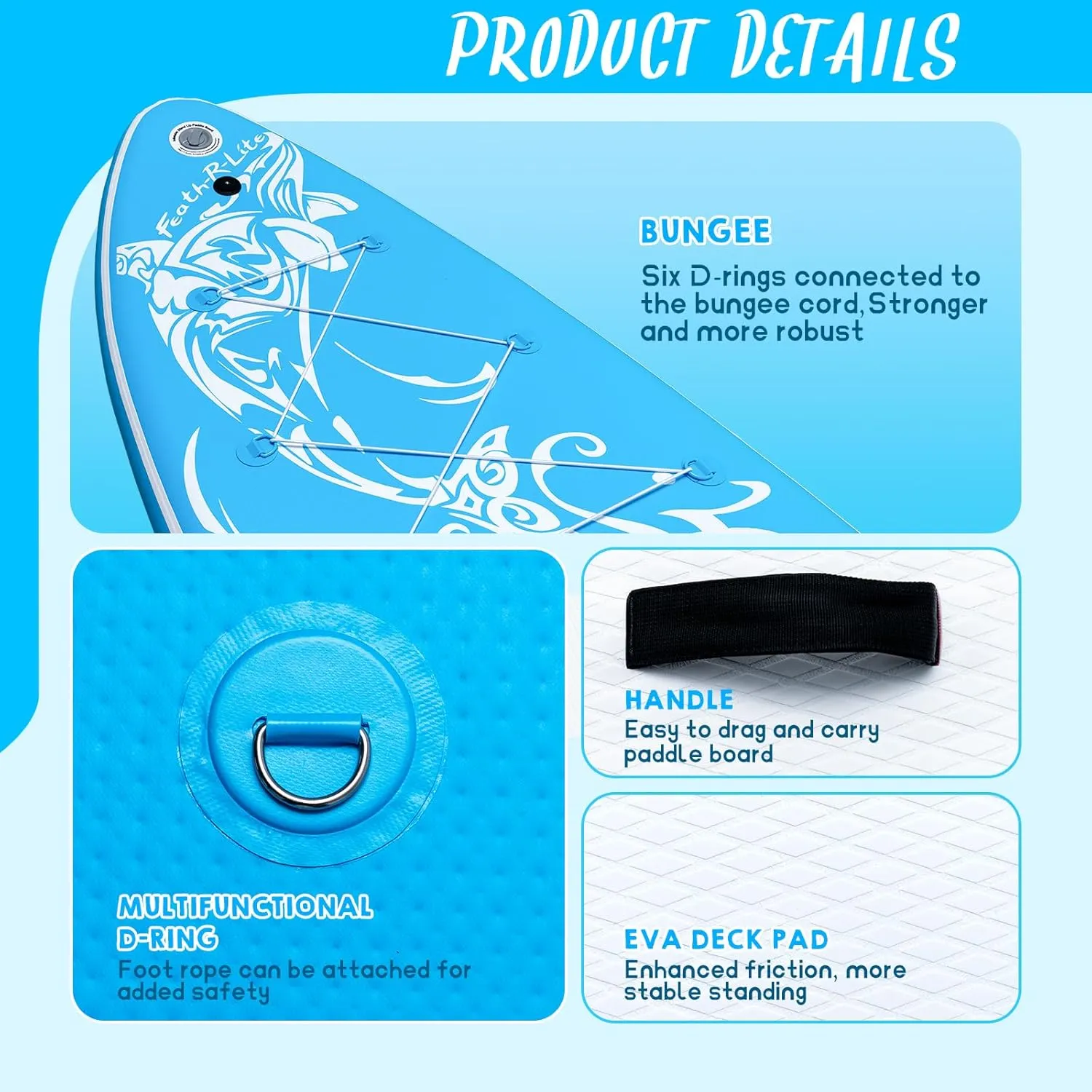 FEATH-R-LITE Inflatable Ultra-Light 10'×30''/10'6''×33'' Stand Up Paddle Board for All Skill Levels with Premium SUP Paddleboard Accessories,Non-Slip Comfort Deck for Youth & Adults