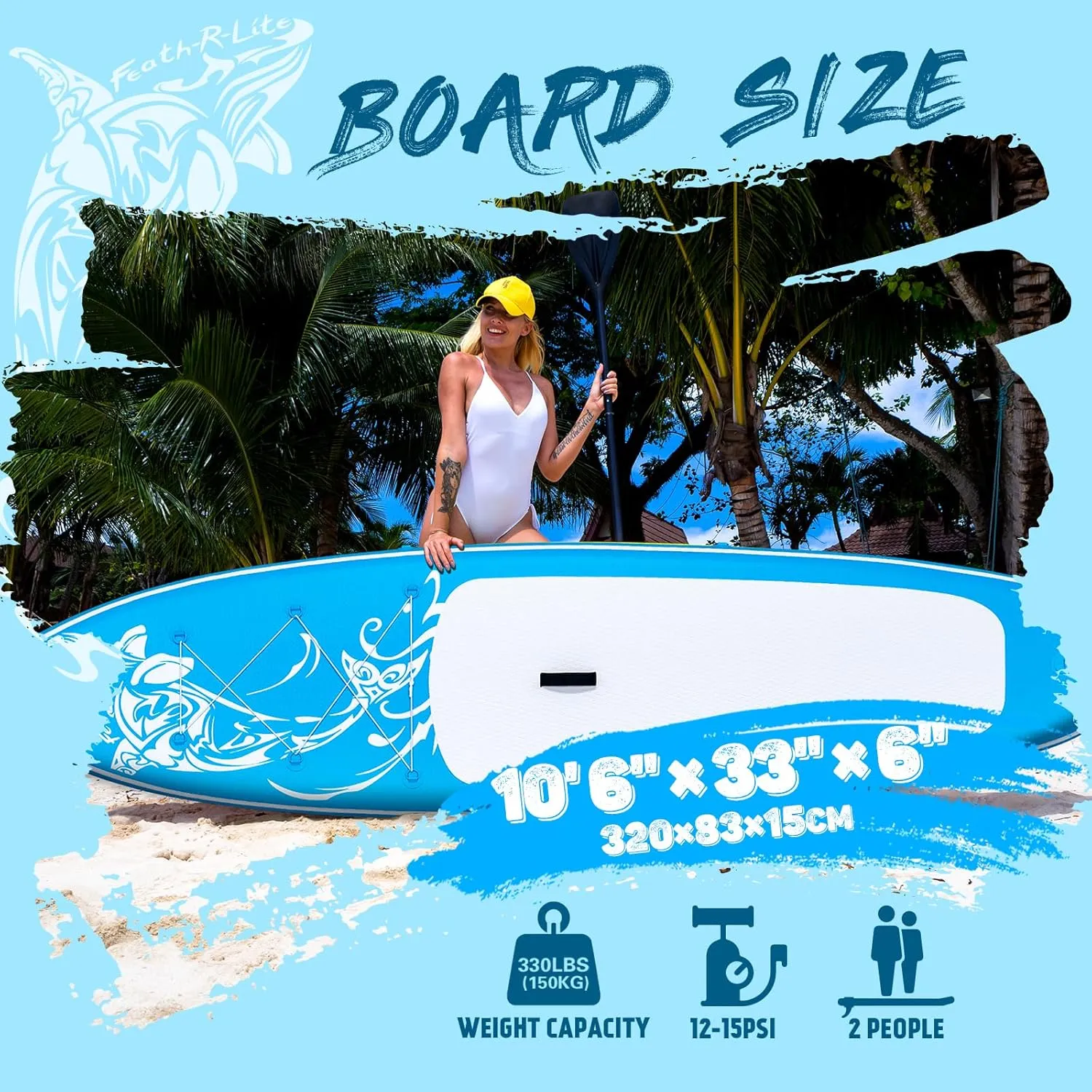 FEATH-R-LITE Inflatable Ultra-Light 10'×30''/10'6''×33'' Stand Up Paddle Board for All Skill Levels with Premium SUP Paddleboard Accessories,Non-Slip Comfort Deck for Youth & Adults