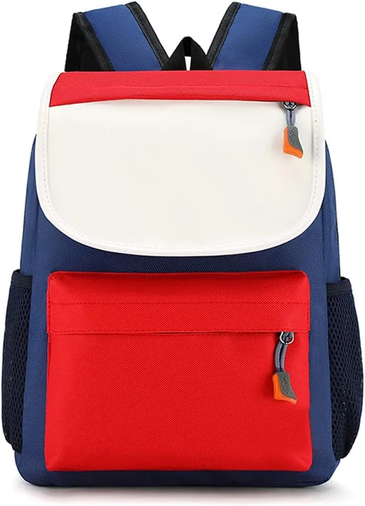 FENGJINRUHUA Children Colorblocking Backpack Large Capacity Oxford Cloth Schoolbag Boys Girls Lightweight Shoulder Bag