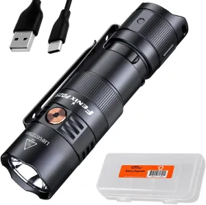 fenix PD25R EDC Flashlight, 800 Lumen USB-C Rechargeable Dual Switch Pocket Size Lightweight with Organizer