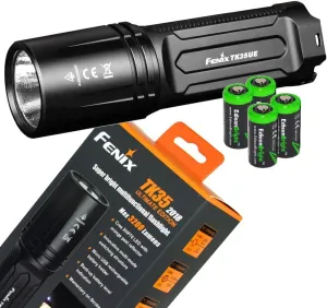 FENIX TK35 Ultimate Edition 2018 version (TK35UE) 3200 Lumen CREE XHP 70 LED Tactical Flashlight with 4 X EdisonBright CR123A Lithium batteries, Holster & Lanyard bundle