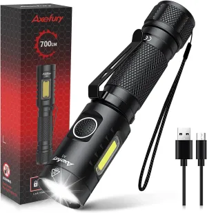 Flashlight, Rechargeable Magnetic LED Flashlight, Tactical Flashlight with Cob workLight,700 lumens,6 Modes,Flashlight Waterproof for Camping,Emergency(Battery Included) Gift
