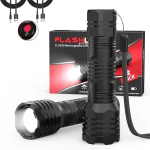 Flashlights High Lumens Rechargeable [2pcs], Small Flashlights PowerFul 400Lumen 5 Modes Waterproof, Super Bright 2.4oz Mini Flashlight One-Key On/Off, EDC Flashlight for Emergencies, Camping, Outdoor