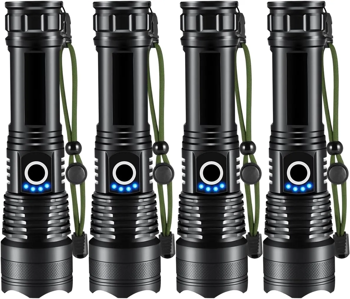 Flashlights High Lumens Rechargeable, 4Pack Rechargeable Flashlights, Super Bright Flashlight, 5Mode Tactical Flashlights High Lumens, LED Flashlight High Powered, Waterproof Flash Light LED