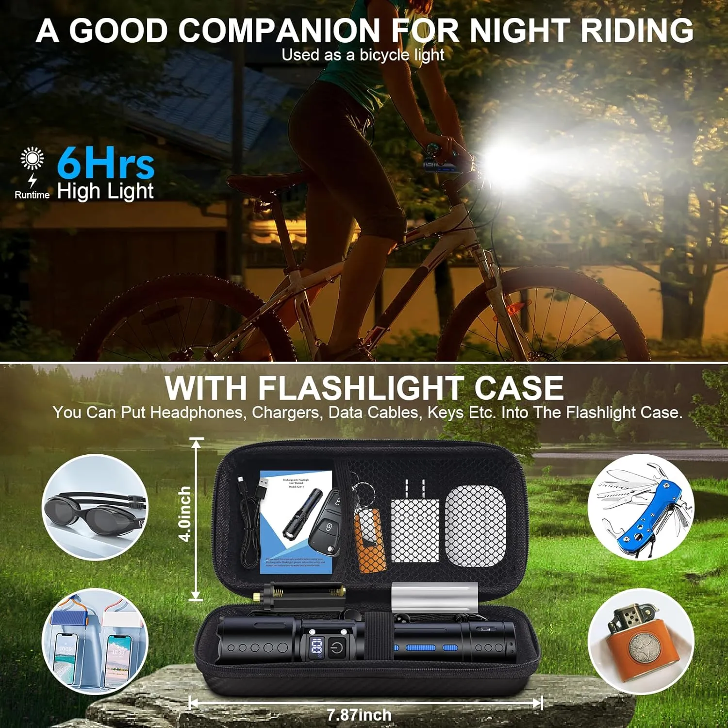 Flashlights High Lumens Rechargeable - Super Bright Tactical LED Flash Light, Dimmable&Memory Function Powerful Waterproof Flashlight for Camping,6 Modes,Zoomable,LCD Display (1, Black)