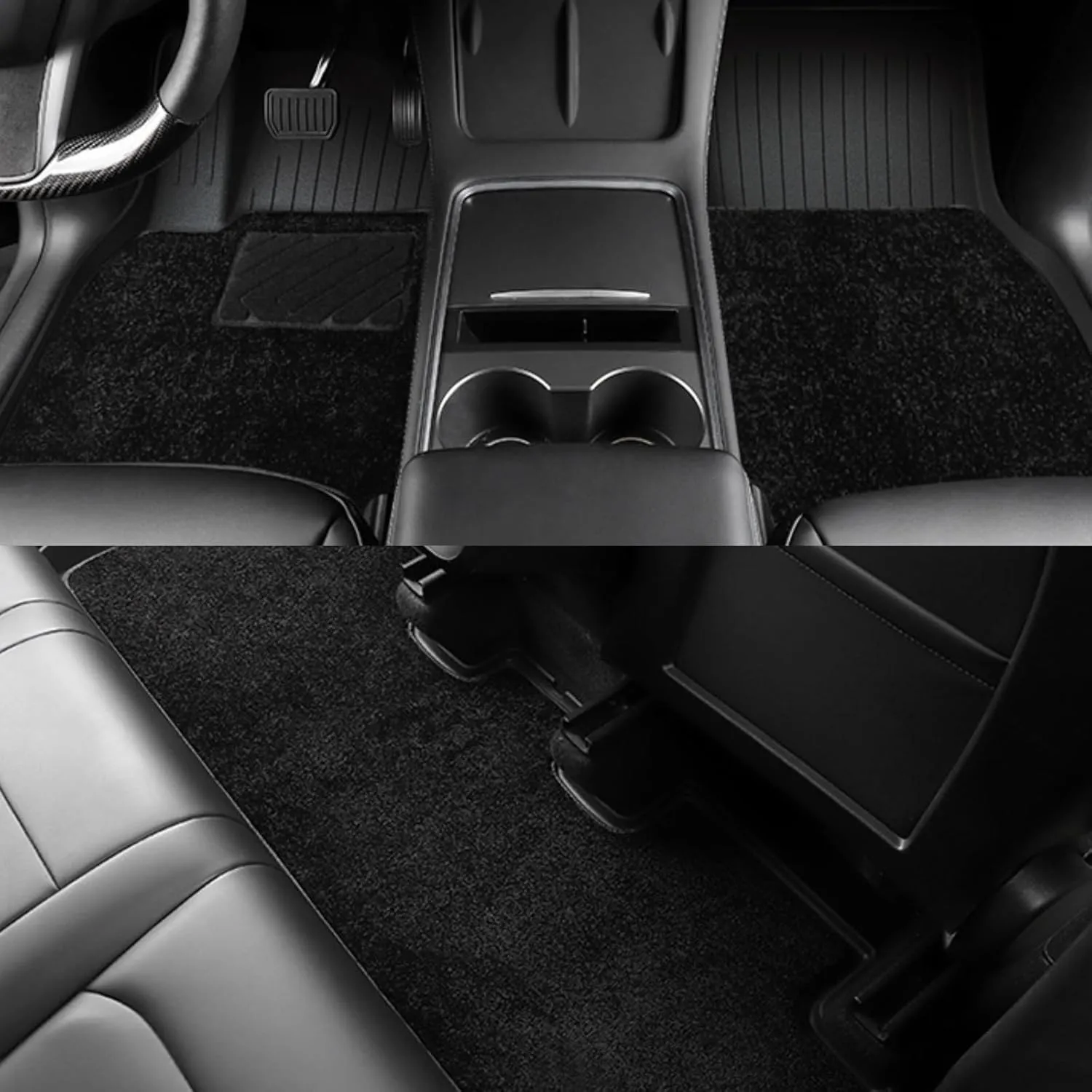 Floor Mats for Tesla 2024-2025 Model 3 Black 5-Seat Double Carpet & Floor Mats All Weather Durable TPE Anti-Slip Car Floor Liner Waterproof Custom Fit (Black Double Layer, Model 3)