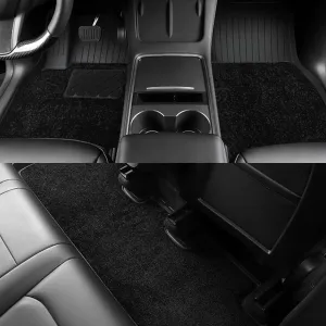 Floor Mats for Tesla 2024-2025 Model 3 Black 5-Seat Double Carpet & Floor Mats All Weather Durable TPE Anti-Slip Car Floor Liner Waterproof Custom Fit (Black Double Layer, Model 3)