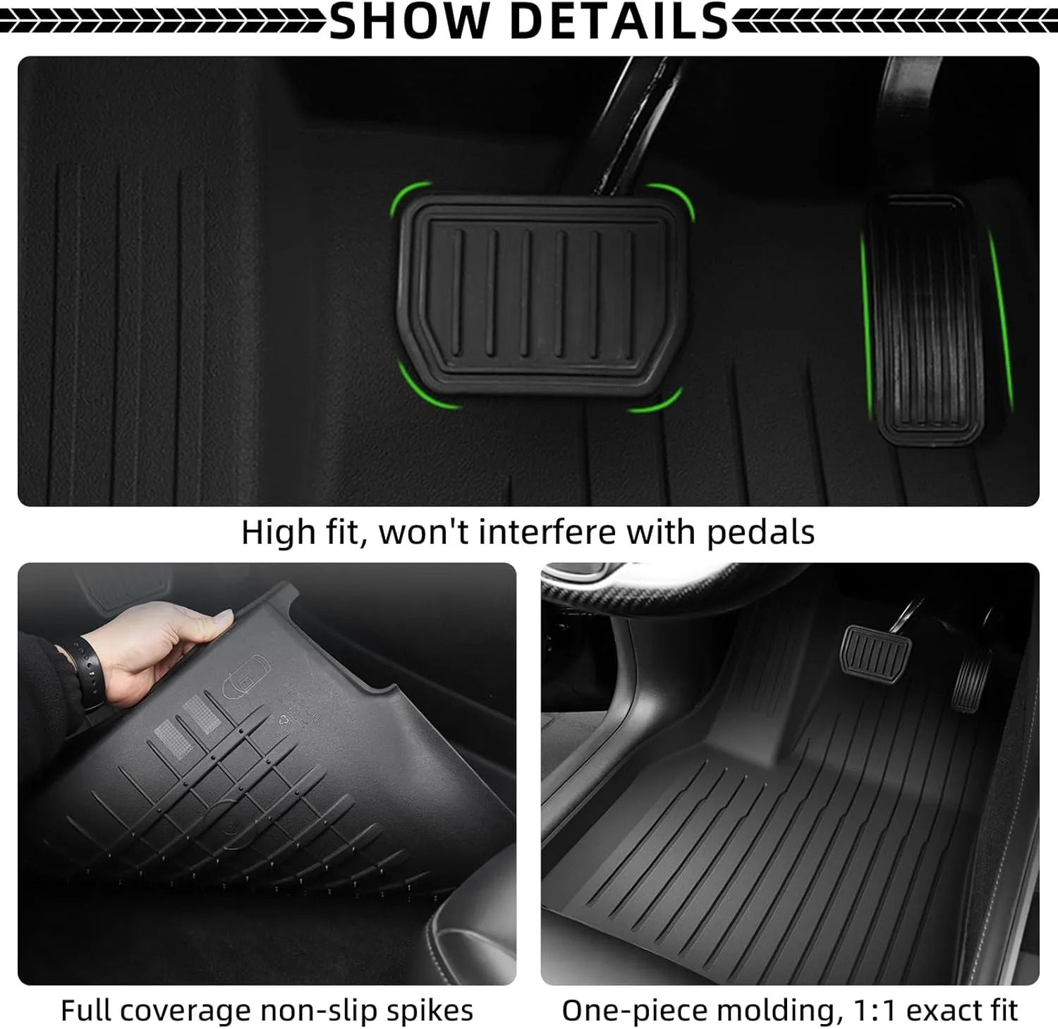 Floor Mats for Tesla 2024-2025 Model 3 Black 5-Seat Double Carpet & Floor Mats All Weather Durable TPE Anti-Slip Car Floor Liner Waterproof Custom Fit (Black Double Layer, Model 3)