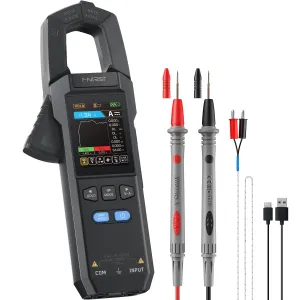 FNIRSI DMC-100 Digital Clamp Meter Multimeter 9999 Counts TRMS, 600A Curve Recording Rechargeable Amp Meter, Measures NCV, AC/DC Voltage Current, Continuity Capacitance Diode Resistance, Temperature