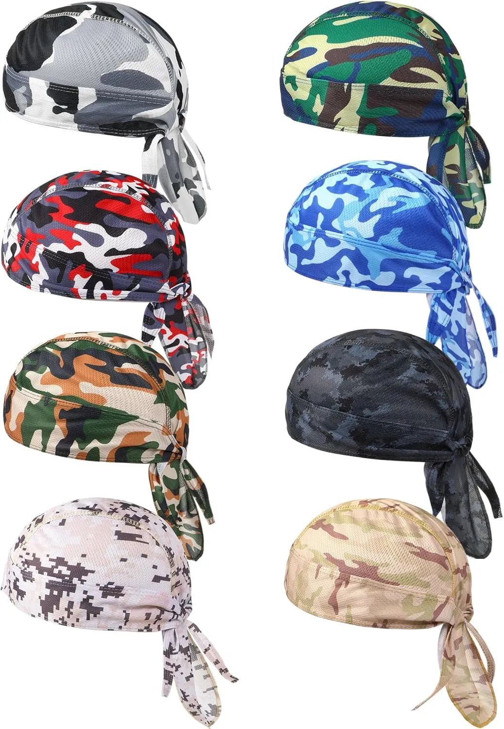 Foaincore 8 Pack Do Rag Skull Caps for Men Sweat Wicking Doo Rags Cooling Helmet Liner Cycling Motorcycle Bandana