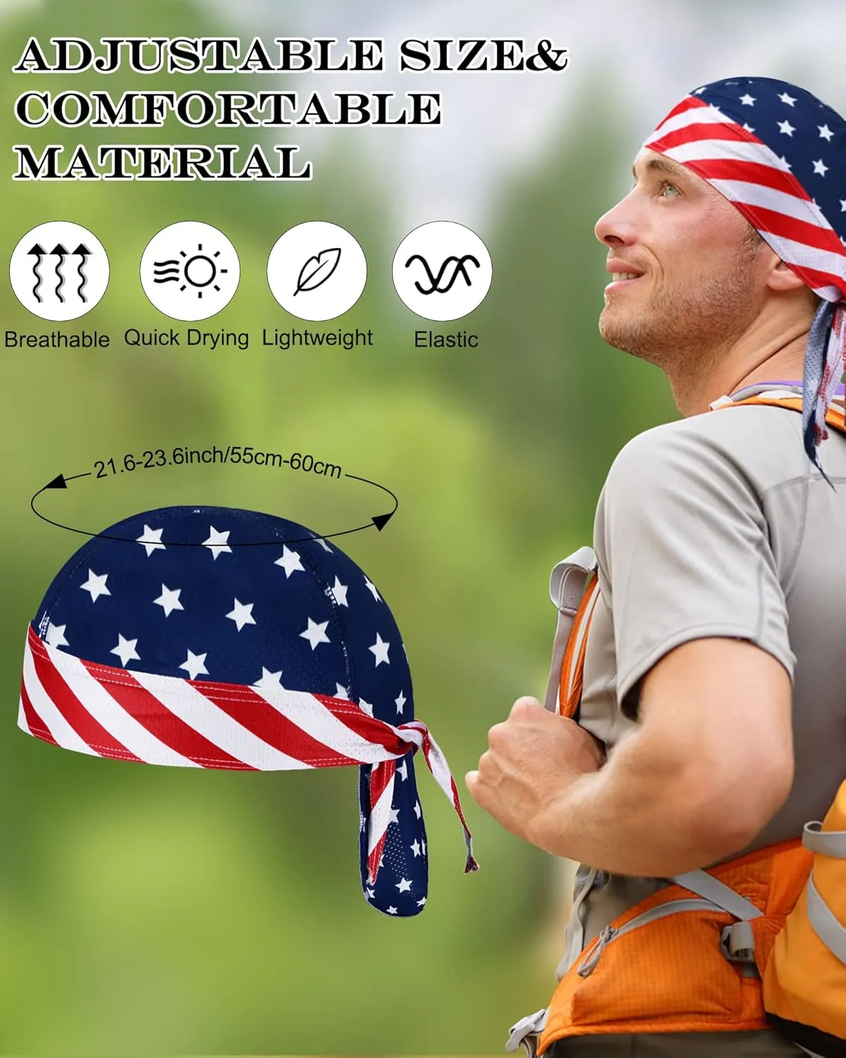 Foaincore 8 Pack Do Rag Skull Caps for Men Sweat Wicking Doo Rags Cooling Helmet Liner Cycling Motorcycle Bandana