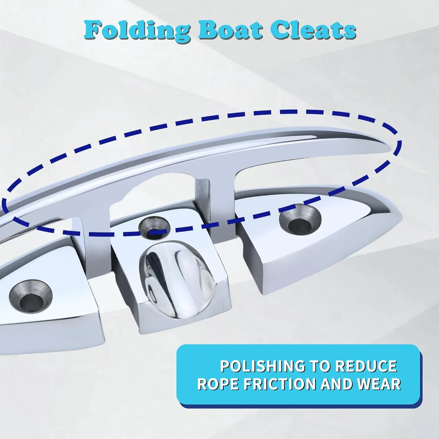 Folding Boat Cleats 316 Stainless Steel - 5"/6" Marine Grade Flip-Up Dock Cleats with Backing Plates & Fasteners - Compatible with Yacht, Kayak, Pontoon - 2/4 Pack