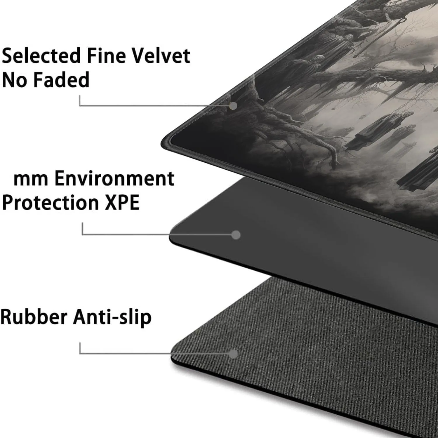 for MTG Playmat   Drawstring Travel Pouch   6 Dice Counter, for Tabletop Trading Card Game Playmats or Mouse Pad, Anti-Slip Rubber 24 x 14 in, Tree of Death, Skeleton for TCG Playmat (No with Zone)