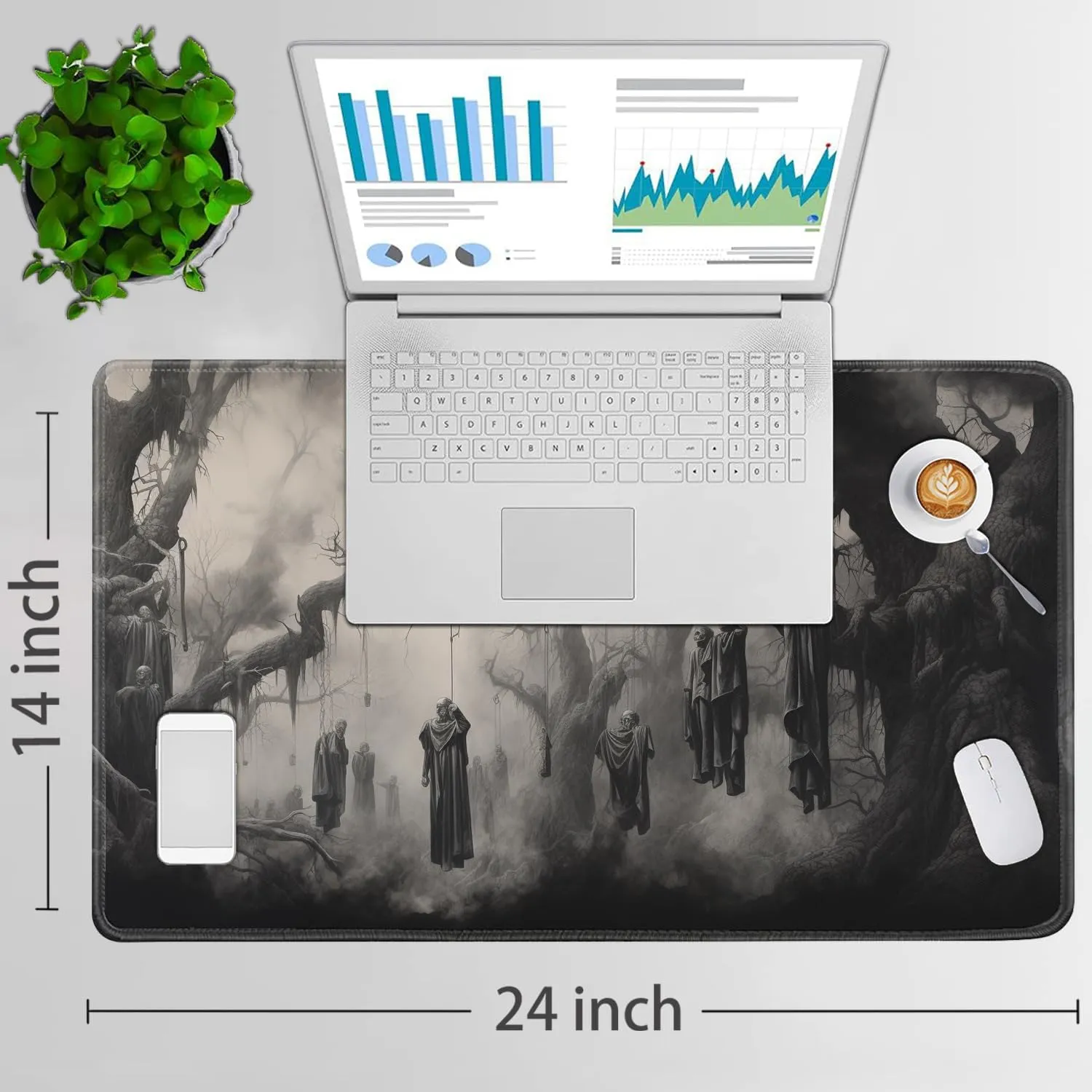 for MTG Playmat   Drawstring Travel Pouch   6 Dice Counter, for Tabletop Trading Card Game Playmats or Mouse Pad, Anti-Slip Rubber 24 x 14 in, Tree of Death, Skeleton for TCG Playmat (No with Zone)