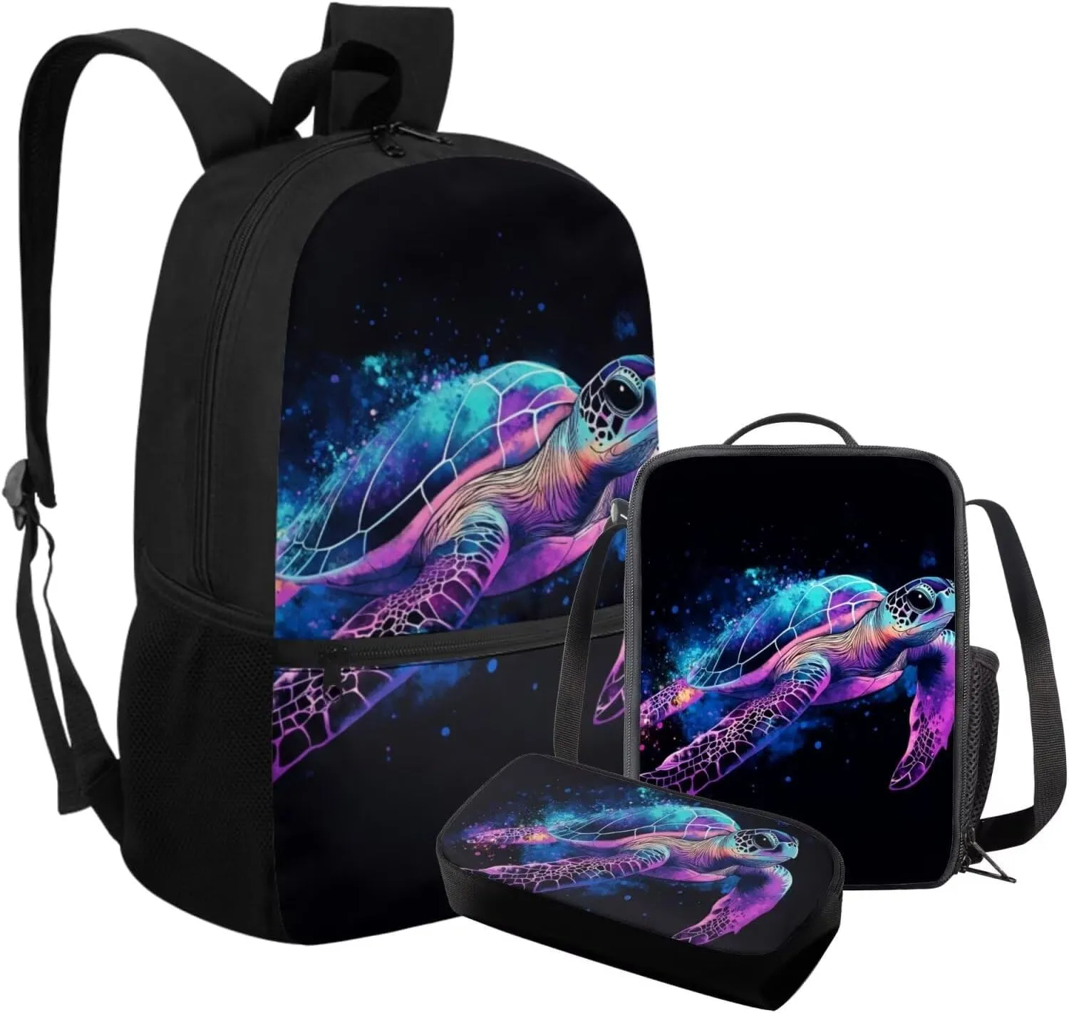 FOR U DESIGNS Turtle Backpack for Boys 6-8 Kindergarten Elementary School Bag 1st Grade Trendy Bookbag Set with Lunch Box 3 in 1 Travel Rucksack 17 Inch