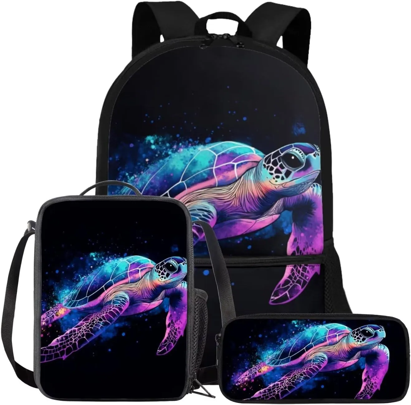 FOR U DESIGNS Turtle Backpack for Boys 6-8 Kindergarten Elementary School Bag 1st Grade Trendy Bookbag Set with Lunch Box 3 in 1 Travel Rucksack 17 Inch