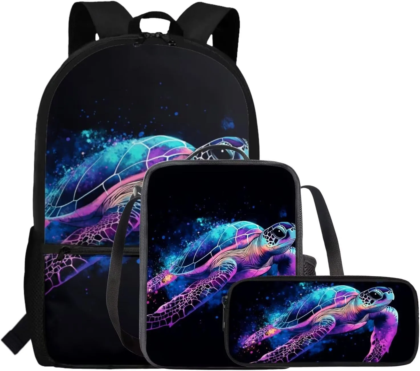 FOR U DESIGNS Turtle Backpack for Boys 6-8 Kindergarten Elementary School Bag 1st Grade Trendy Bookbag Set with Lunch Box 3 in 1 Travel Rucksack 17 Inch