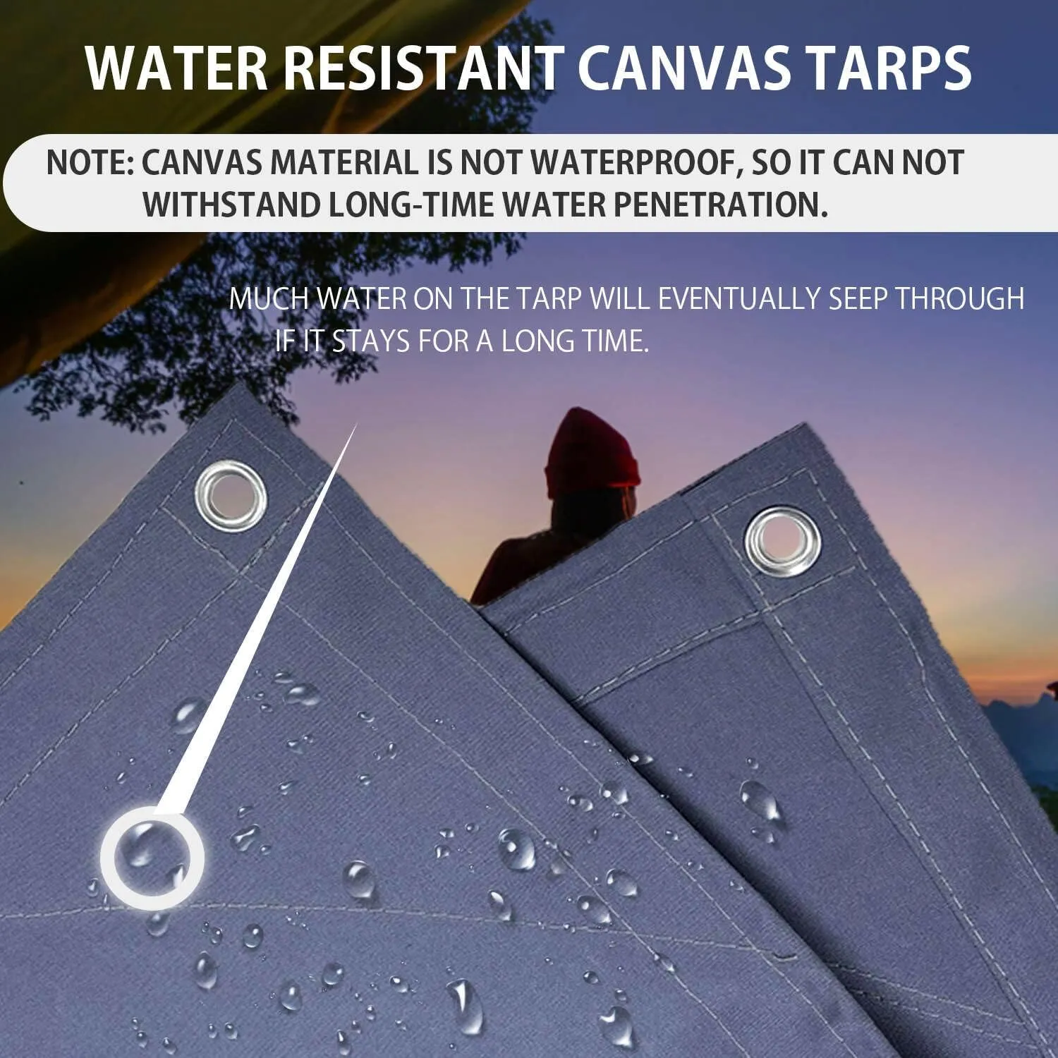 FoundGo Canvas Tarp 6x8ft Heavy Duty Waterresistant Tarps with Grommets, UV Resistant, 22 Mil Tarpaulin,14 oz Durable Cloth Covers for Car, Roof, Boat, Camp, Canopy, Woodpile with Ropes-Blue
